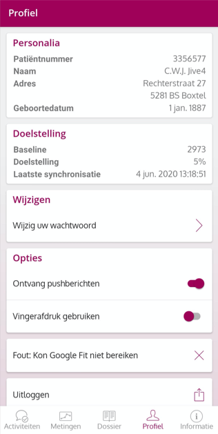 Wachtwoord wijzingen in app JBZetje