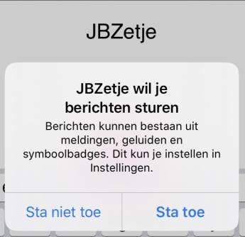 JBZetje - zo ziet het pushbericht er uit