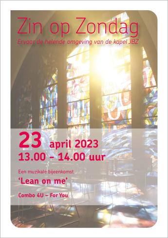 flyer muzikale bijeenkomst 'Lean on me' door combo 4U - For You op 23 april 2023 