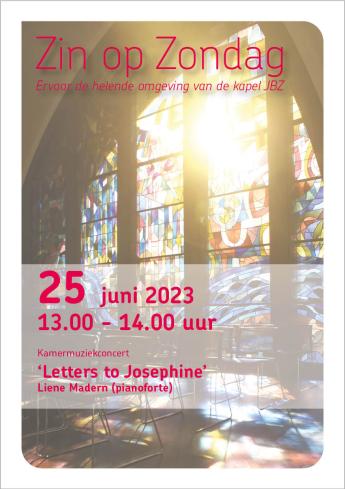 kunst flyer concert 'letters to Josephine' met Liene Madern pianoforte 25 juni 2023 