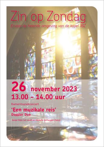 kunst flyer concert 'Een muzikale reis' Doppler Duo 26 november 2023