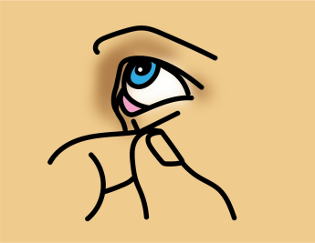 Trek het onderste ooglid naar beneden zodat een gootje ontstaat