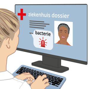 persoon die in zijn ziekenhuis dossier ziet dat die een bacterie heeft