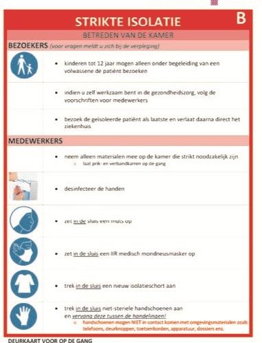 Deurkaart strikte isolatie B