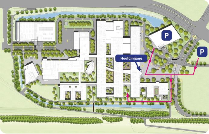 Plattegrond met route voor bezoek van huisdier