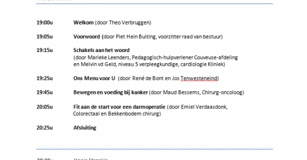 Programma Vriendenavond 2019