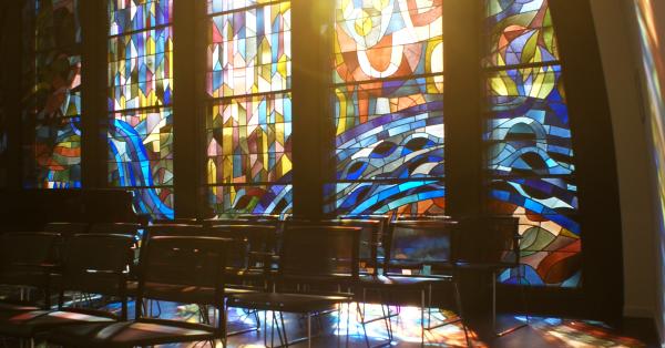 kunst glas in lood raam kapel