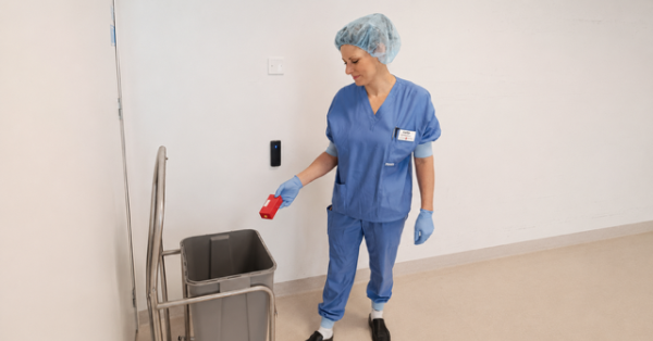 operatieassistent Carlijn gooit naaldencontainer weg